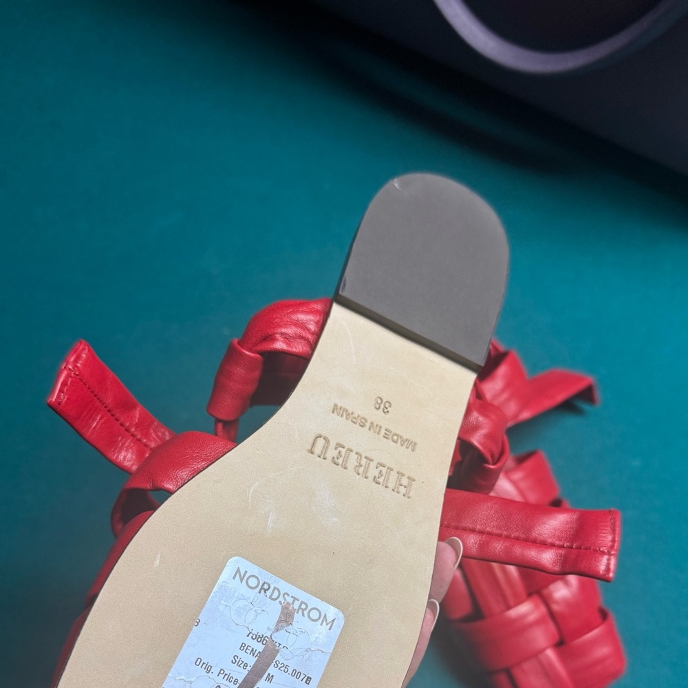 Red Woven Leather Slingback Sandal - Picture 5 of 5